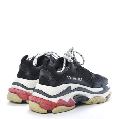 Balenciaga Fabric Mesh Washed Effect Womens Triple S Sneakers 36 Black Red 4 of 9