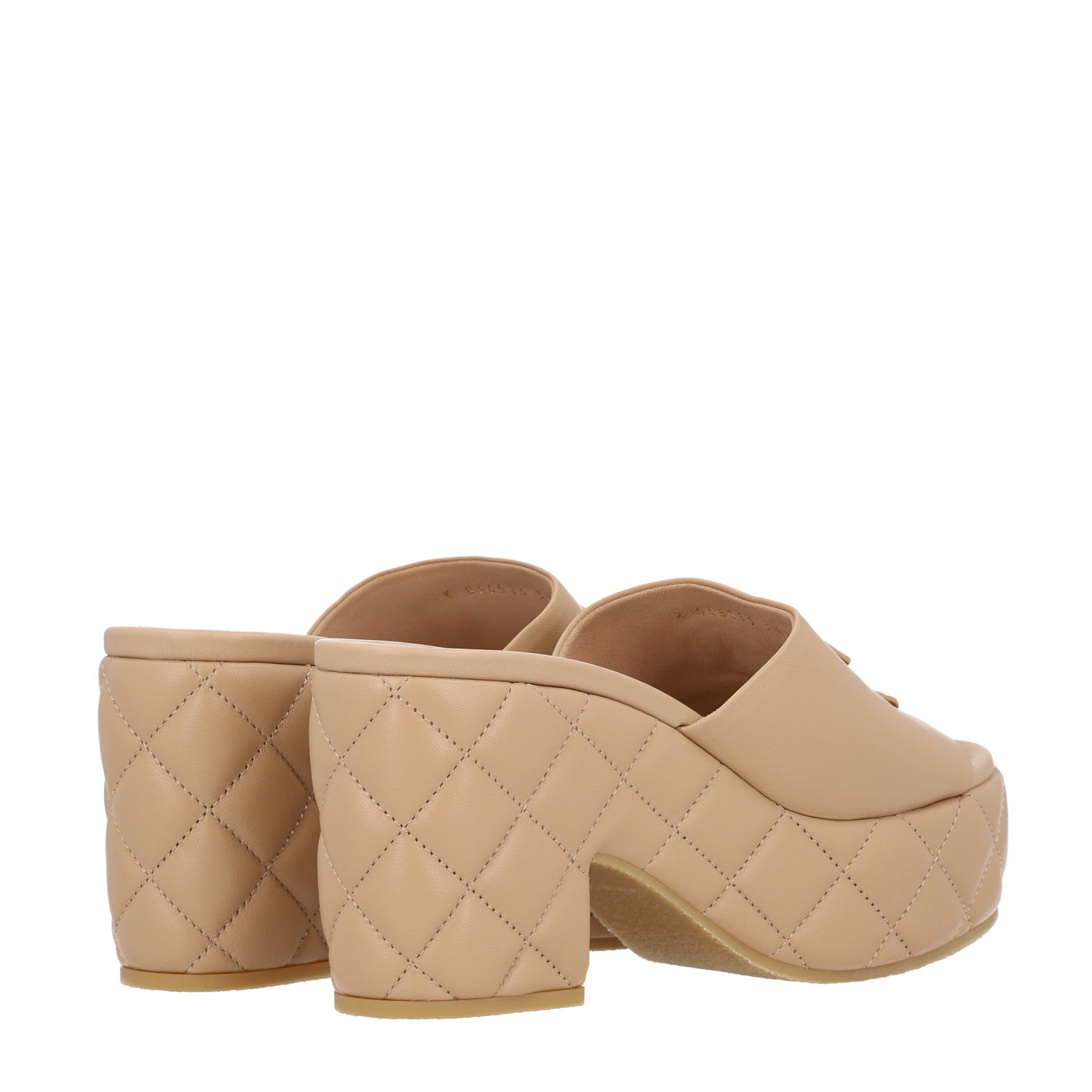 Chanel Lambskin Quilted CC Platform Mules 37.5 Beige 5 of 10