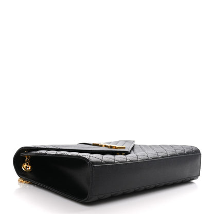 Saint Laurent Grain De Poudre Textured Mixed Matelasse Large Triquilt Monogram Satchel Black 4 of 10