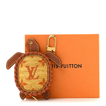 Louis Vuitton Raffia Calfskin Monogram LV Turtle Pouch Bag Charm Brown 6 of 6