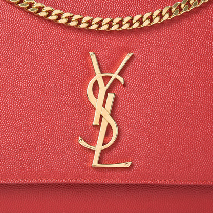 Saint Laurent Grain De Poudre Medium Monogram Kate Satchel Red 8 of 10