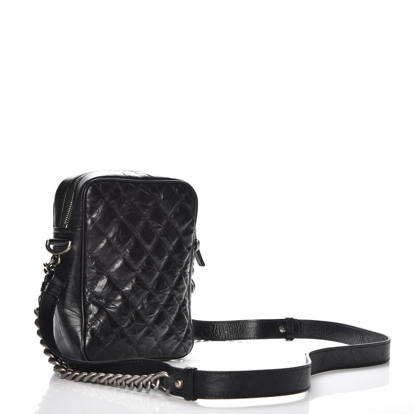 Crumpled Calfskin Camera Case Black