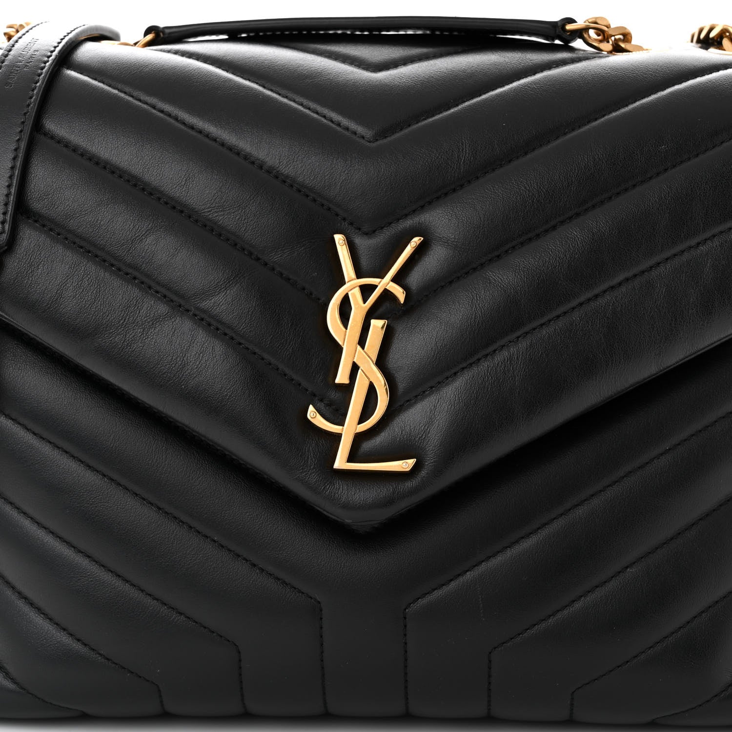 Saint Laurent Calfskin Y Quilted Monogram Medium Loulou Chain Satchel Black 8 of 10