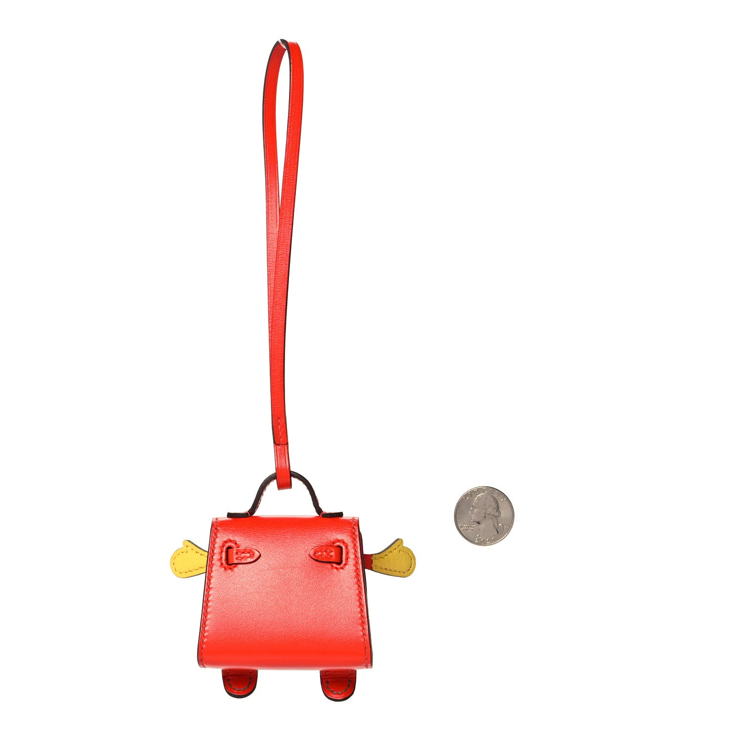 Hermes Tadelakt Chevre Mysore Kelly Quelle Idole Bag Charm Capucine Jaune De Naples Vert Vertigo Zanzibar 2 of 7
