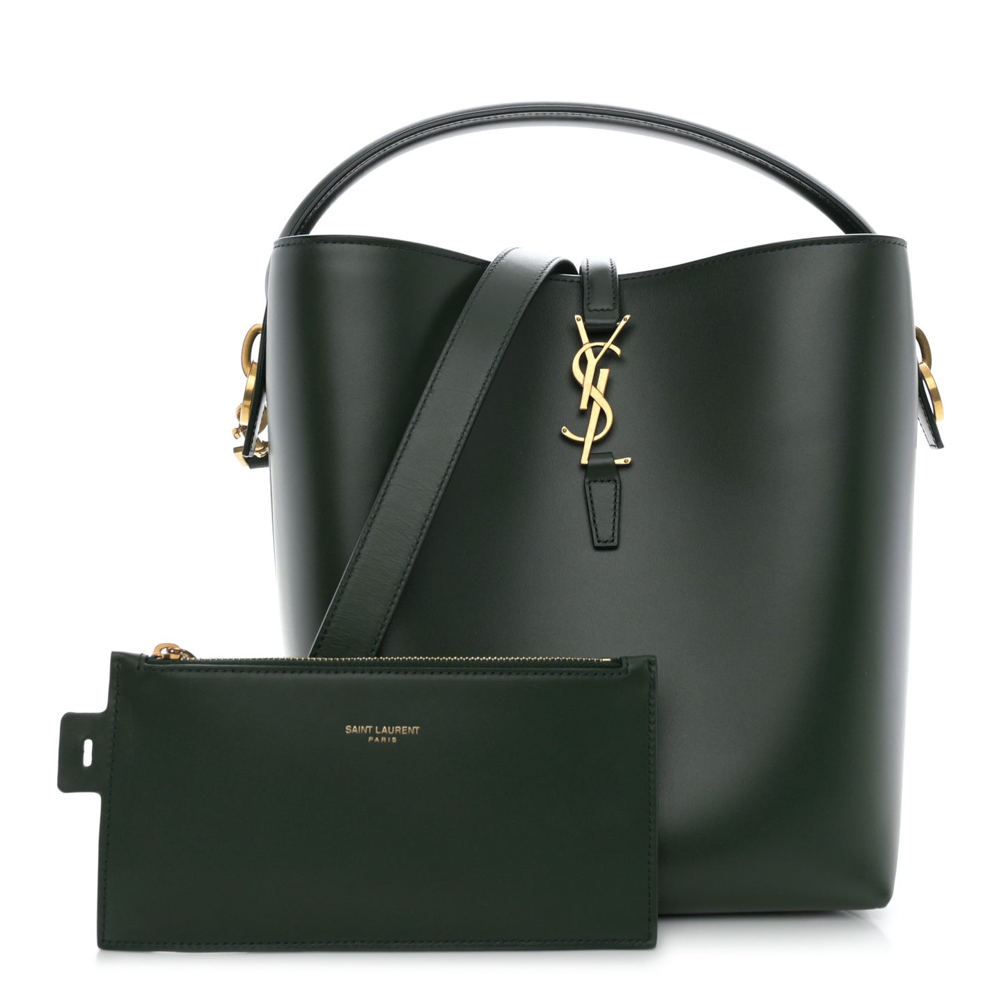 Shiny Calfskin Le 37 Bucket Bag Vert Fonce