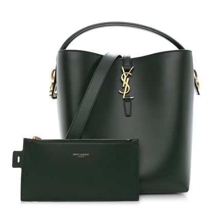 Saint Laurent Shiny Calfskin Le 37 Bucket Bag Vert Fonce 3 of 12