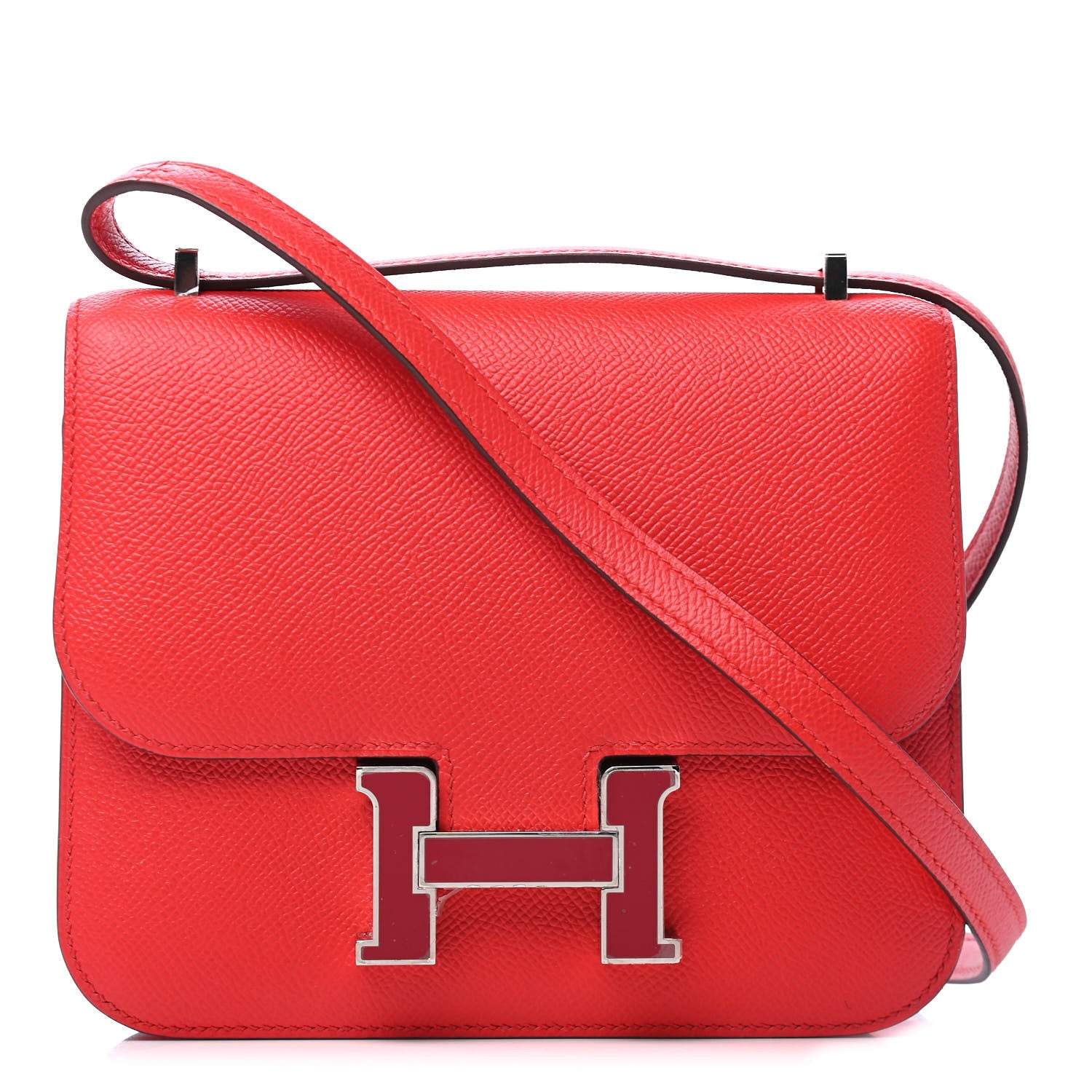 Hermes Epsom Enamel Constance 18 Rouge de Coeur Rubis 1 of 4