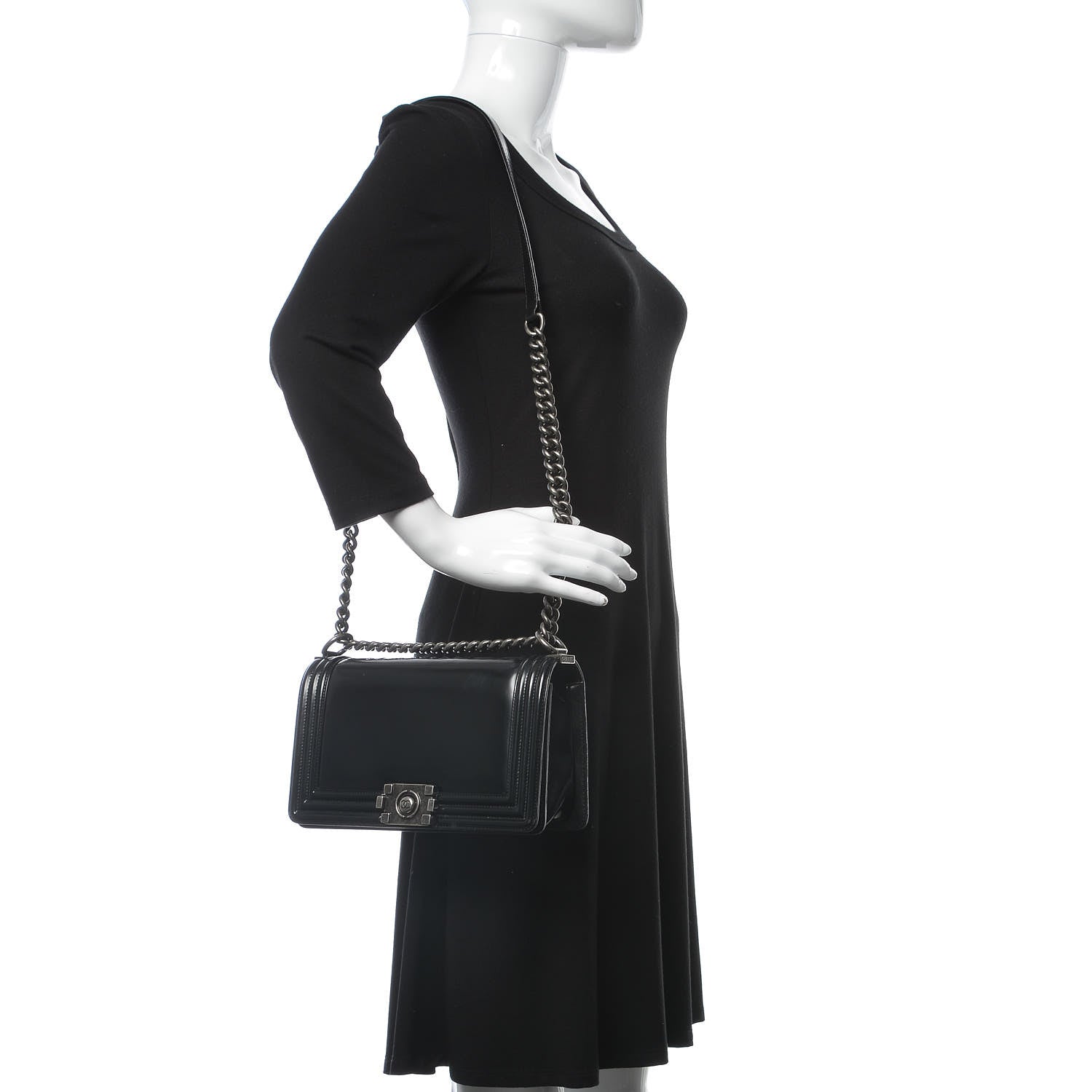 Chanel Glazed Calfskin Medium Boy Flap Black 2 of 14