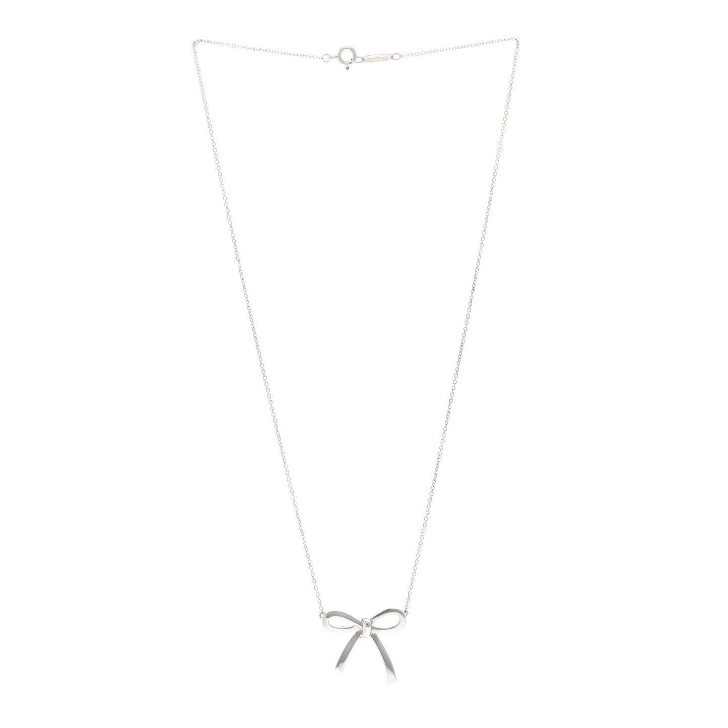 Sterling Silver Large Bow Pendant Necklace