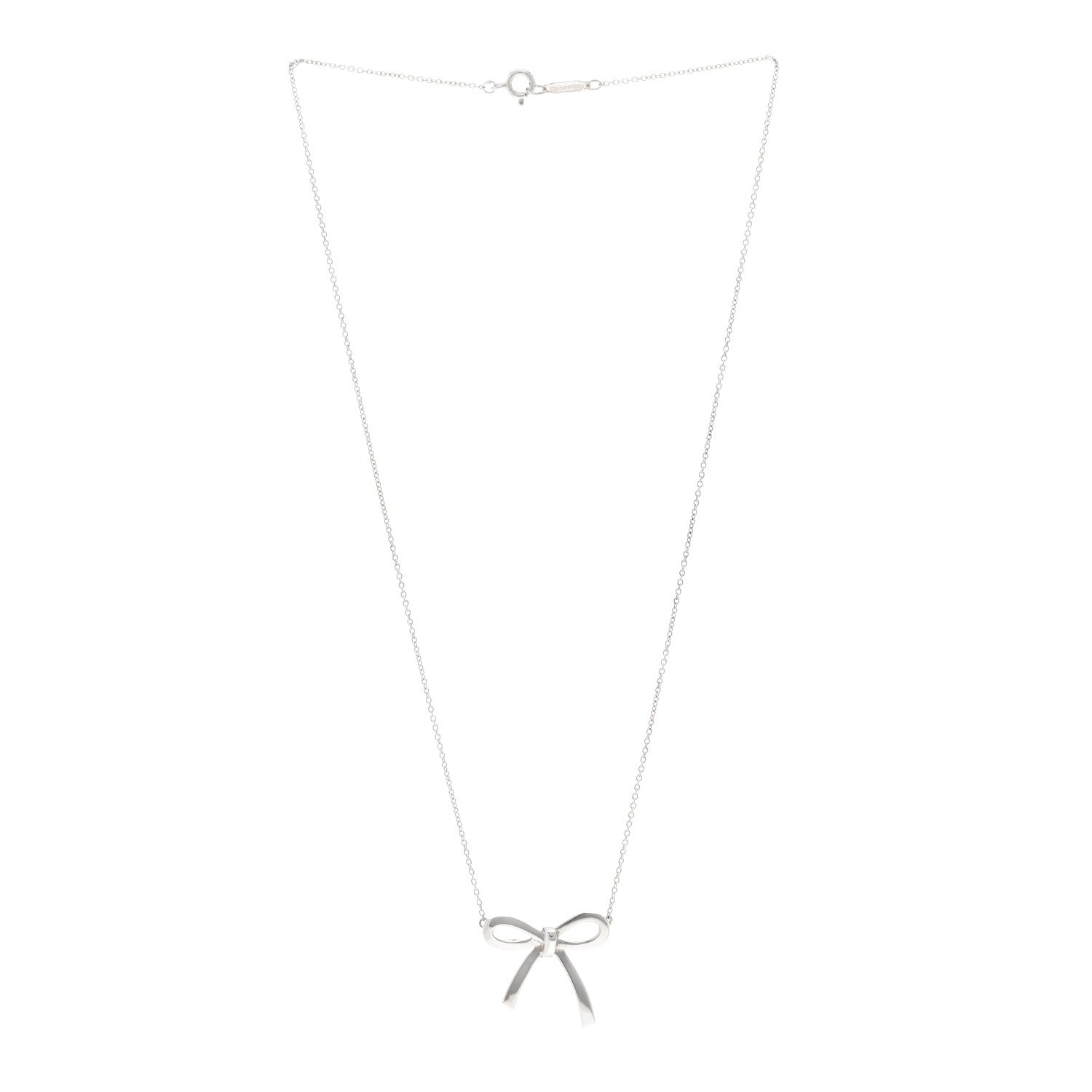 Tiffany Sterling Silver Large Bow Pendant Necklace 3 of 4