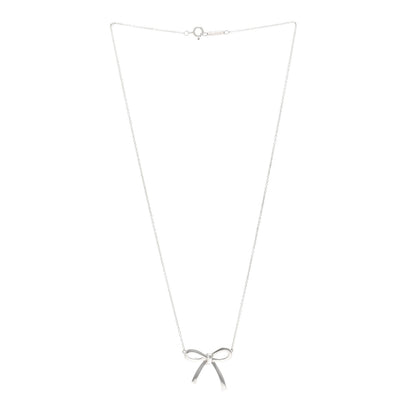 Tiffany Sterling Silver Large Bow Pendant Necklace 3 of 4