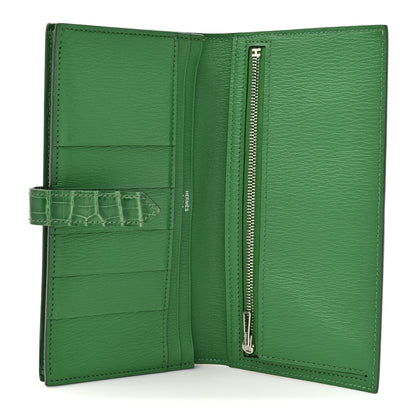 Hermes Shiny Alligator Bearn Wallet Cactus 4 of 10