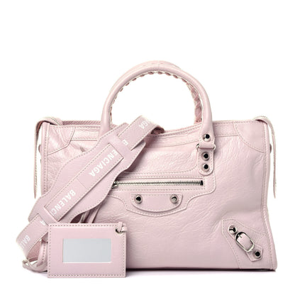Balenciaga Agneau Classic Silver Hardware S City Logo Strap Light Rose White 1 of 10