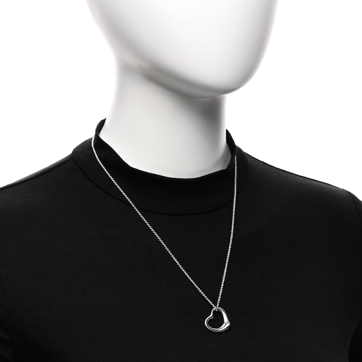 Sterling Silver 22mm Elsa Peretti Open Heart Pendant Necklace