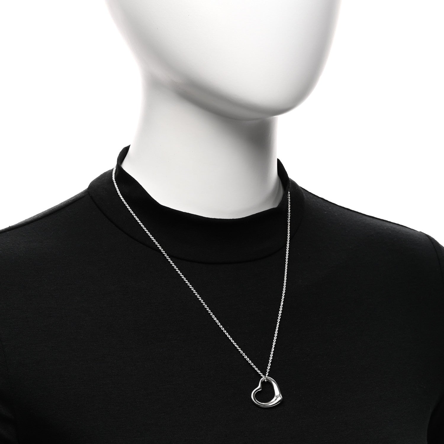 Tiffany Sterling Silver 22mm Elsa Peretti Open Heart Pendant Necklace 2 of 5