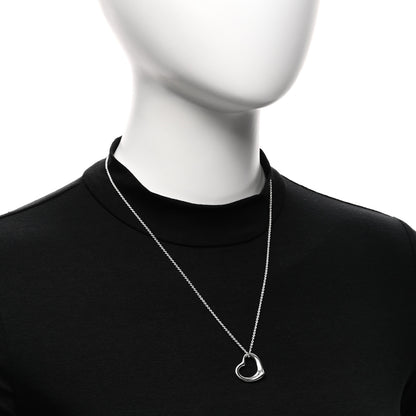 Tiffany Sterling Silver 22mm Elsa Peretti Open Heart Pendant Necklace 2 of 5