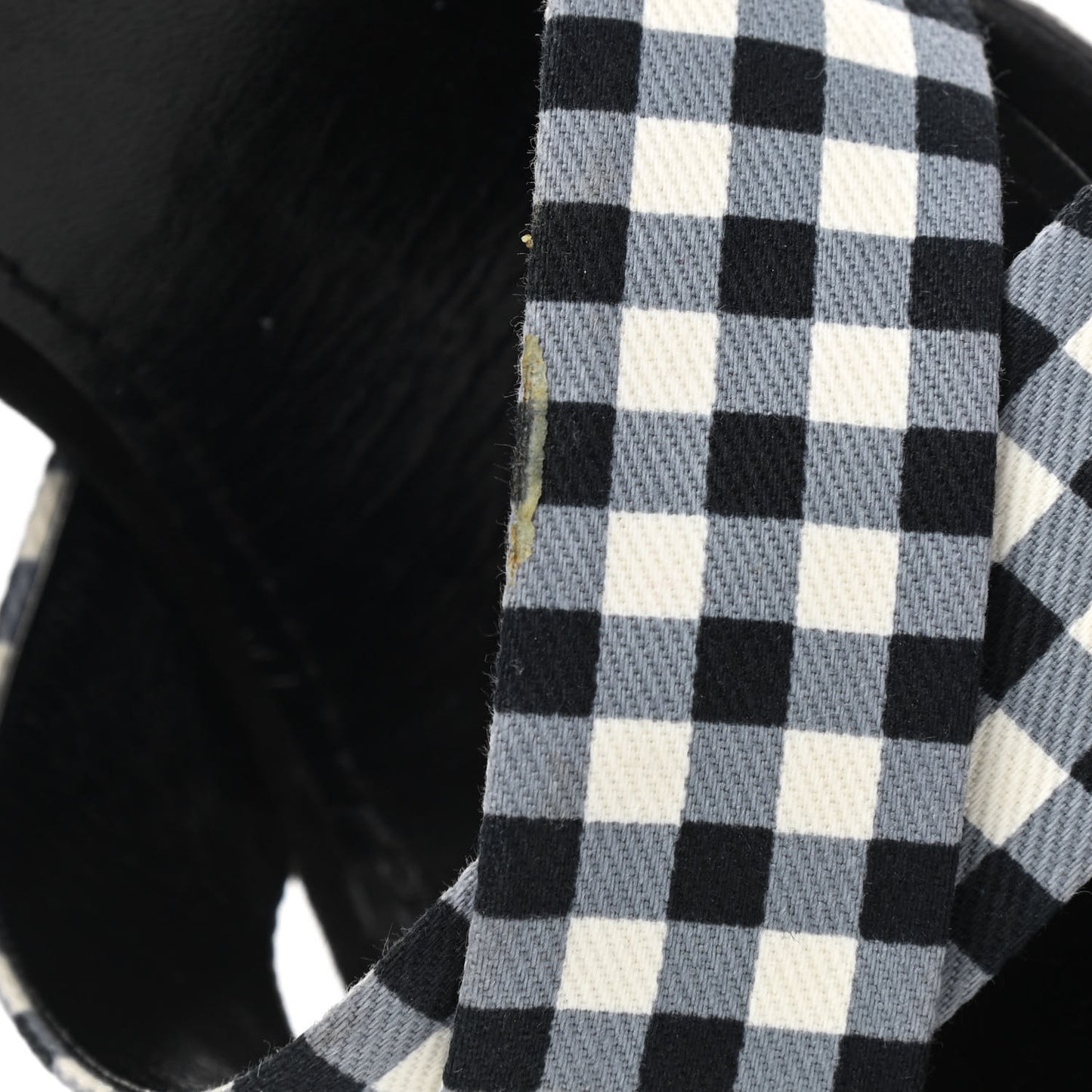 Gingham Platform Sandal 40 Black White