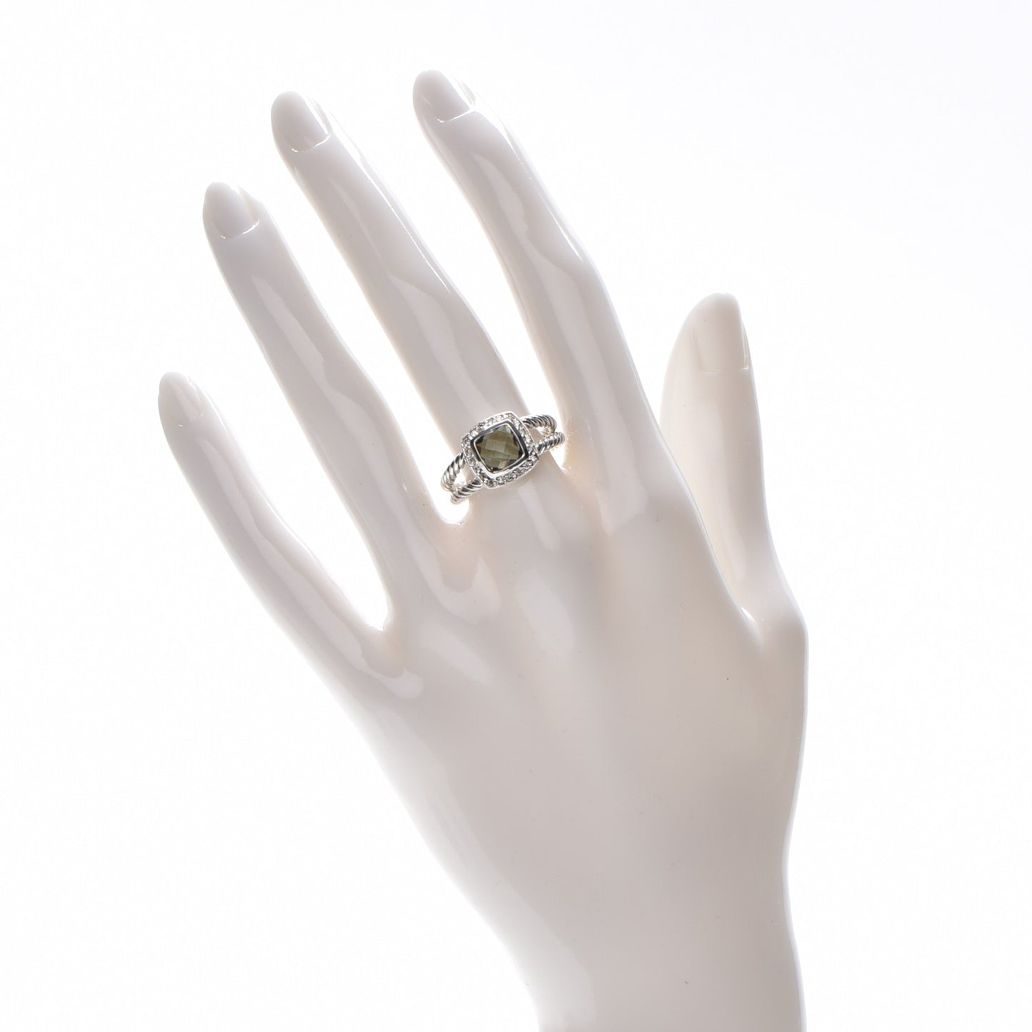 Sterling Silver Diamond Prasiolite 7mm Petite Albion Ring 53 6.5