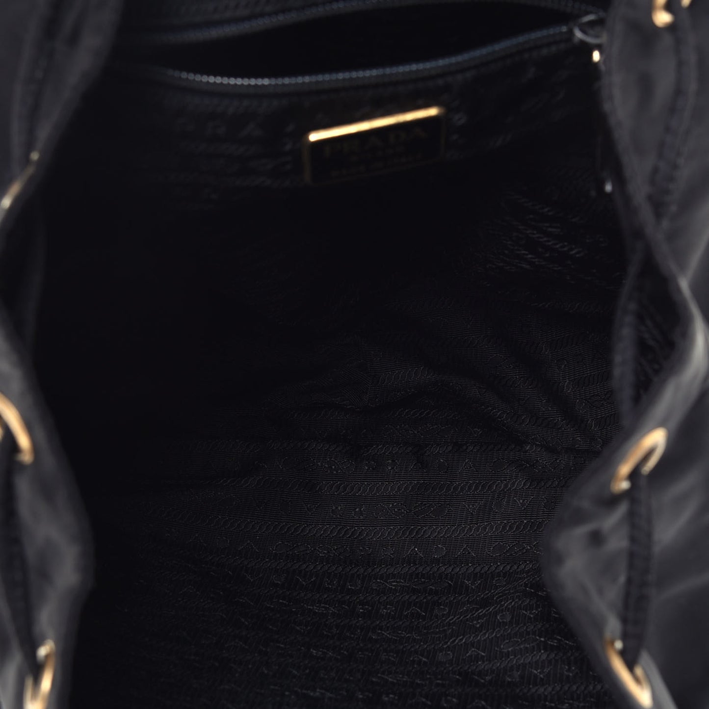 Tessuto Nylon Crocodile Embossed Calfskin Cinch Backpack Black