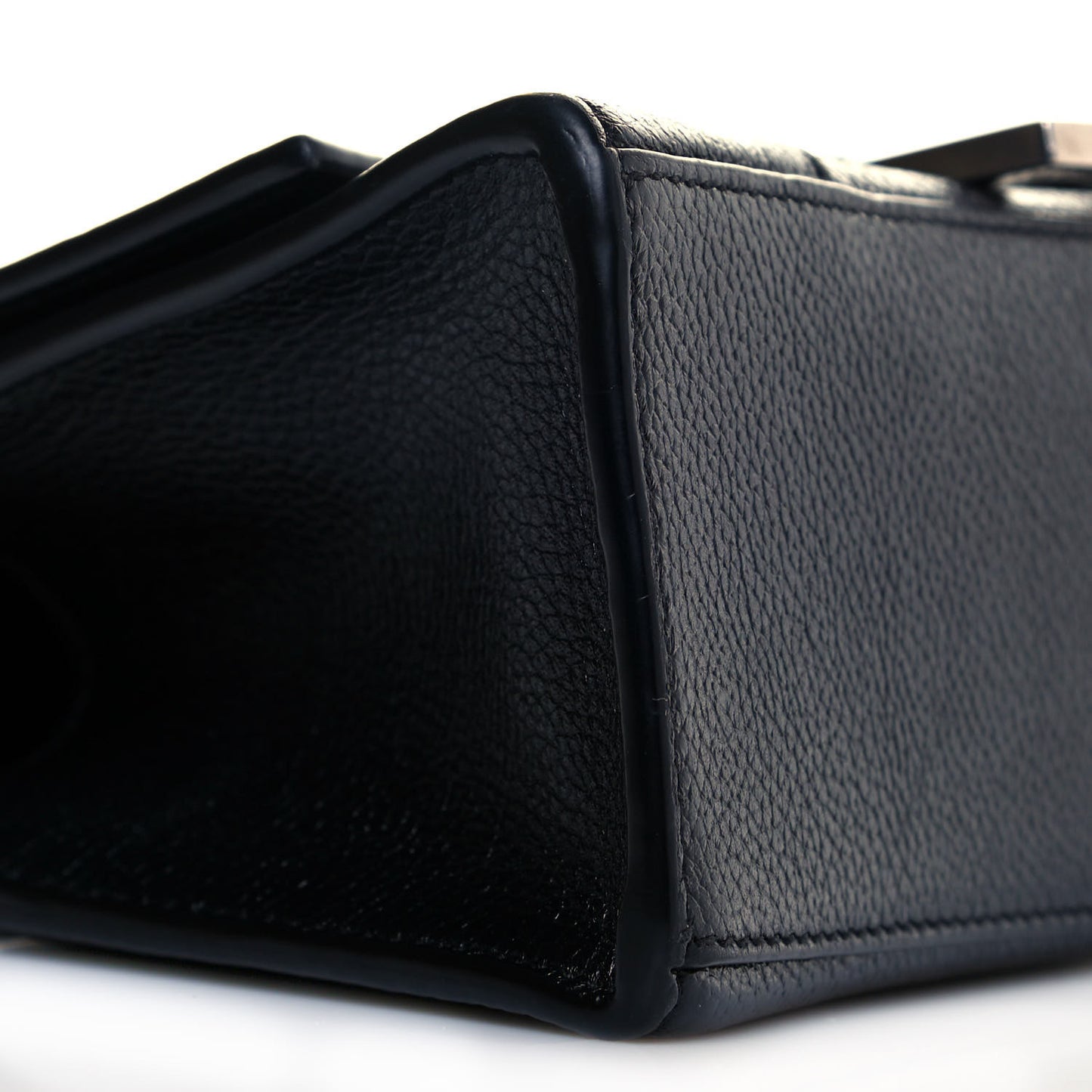 Grained Calfskin Hourglass Top Handle Bag XS Black