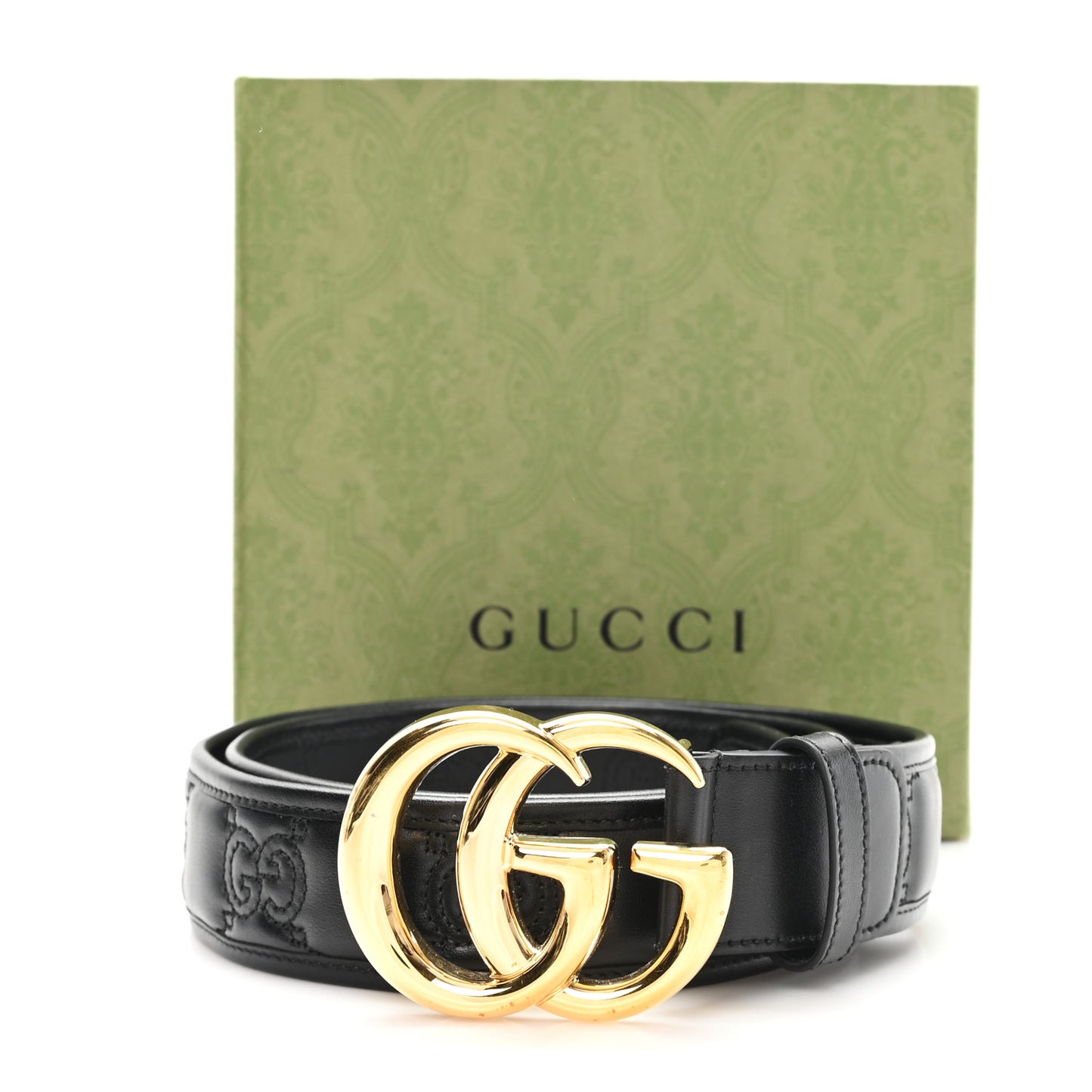 Calfskin GG Matelasse Belt 100 40 Black