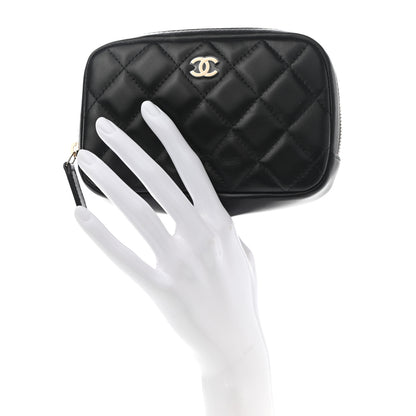 Chanel Lambskin Quilted Small Curvy Pouch Cosmetic Case Black 2 of 7