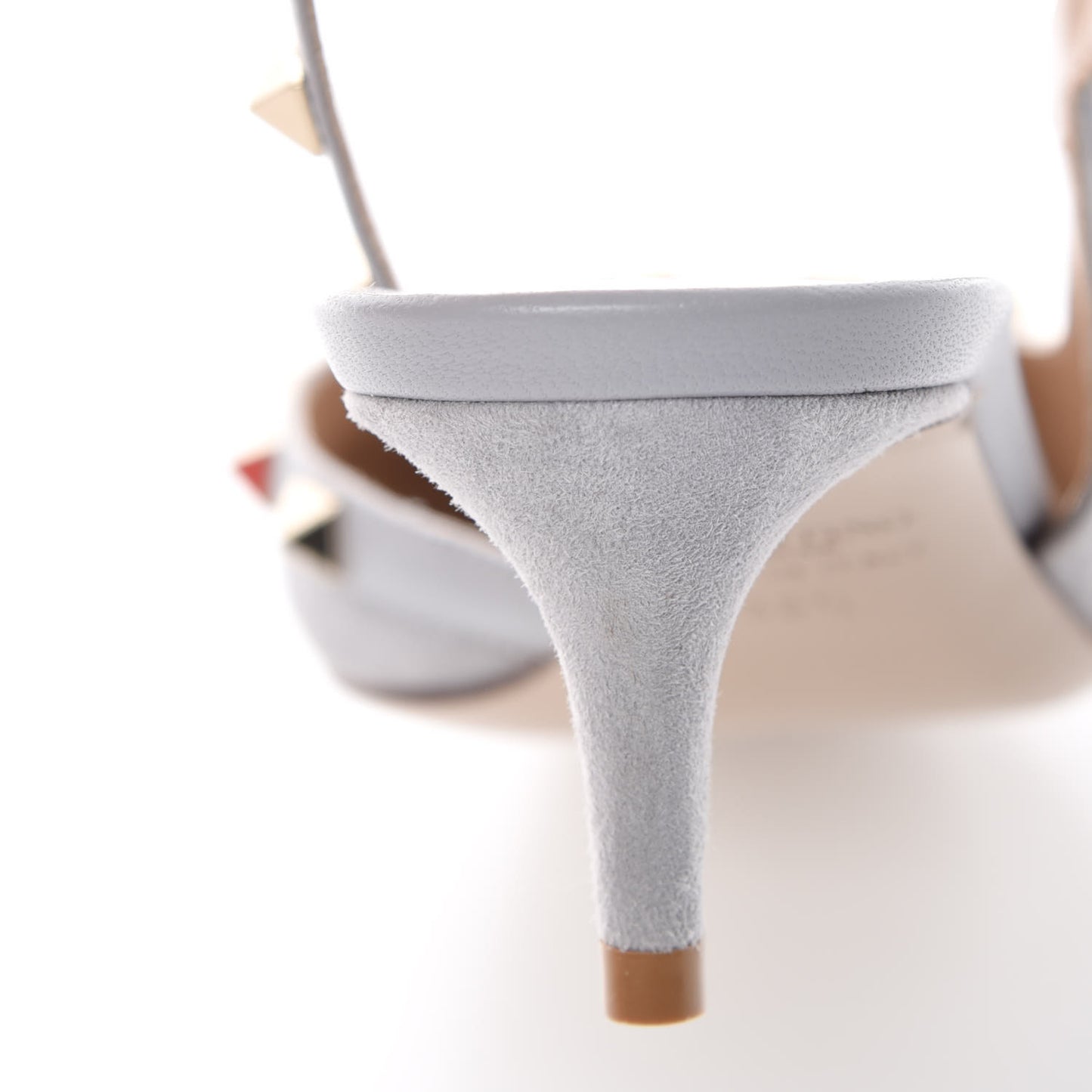 Suede Nappa Rockstud Half D'Orsay Slingback 50mm Pumps 35.5 Pastel Grey