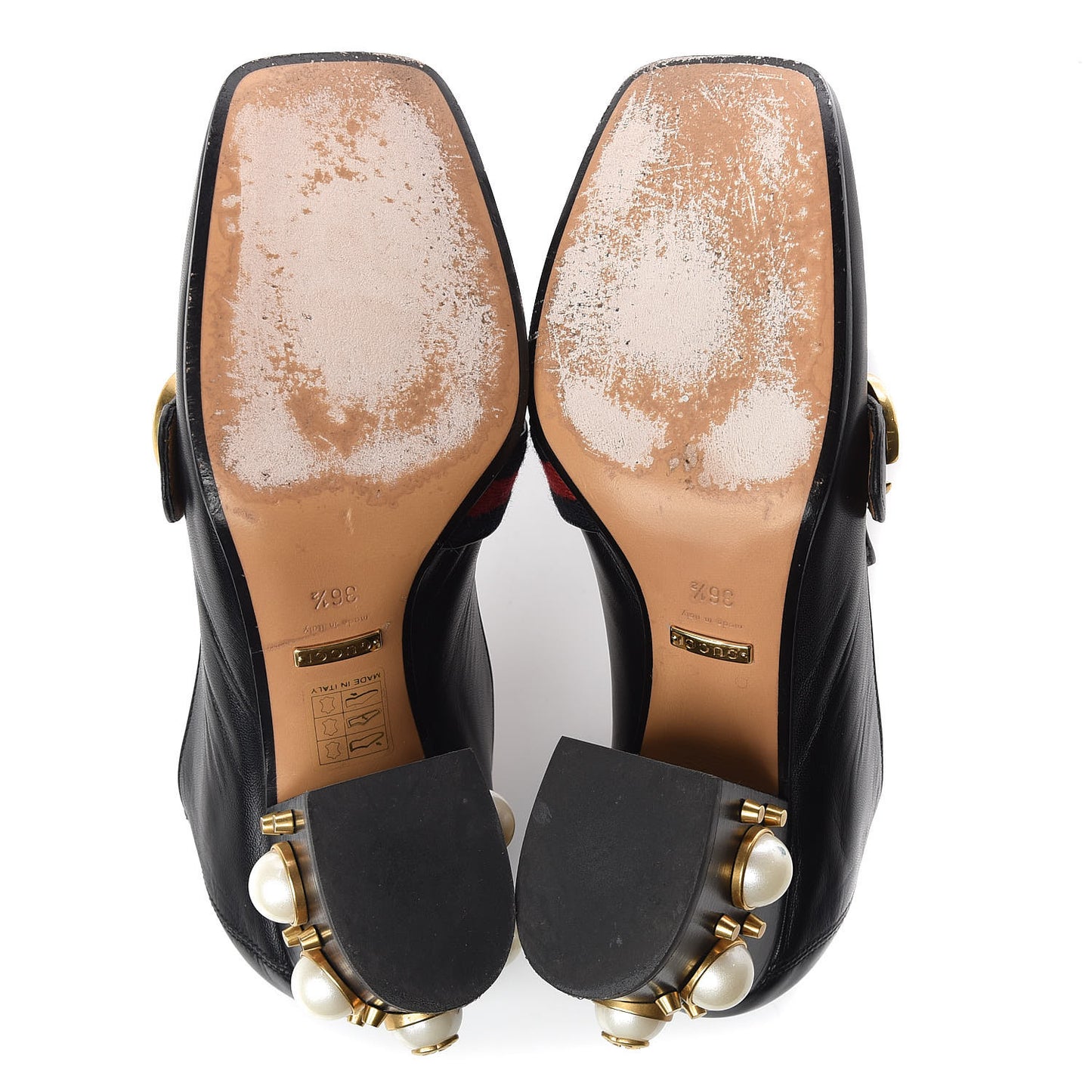 Malaga Kid Web Pearl Embellished Peyton 75mm Loafer Pumps 36.5 Black