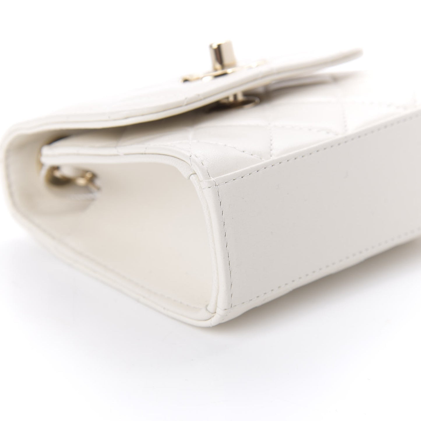 Lambskin Quilted Mini Trendy CC Chain Wallet White