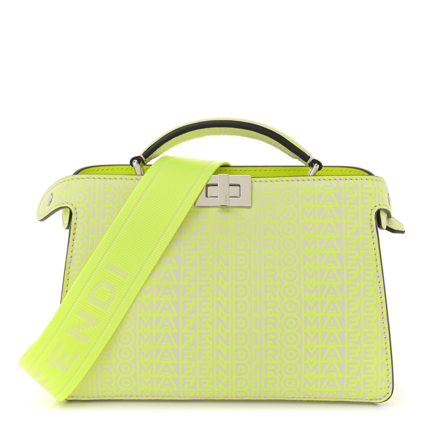 X MARC JACOBS Vitello King Cover Micro Fendi Roma Embossed Peekaboo I See U X Cross Satchel Neon Yellow