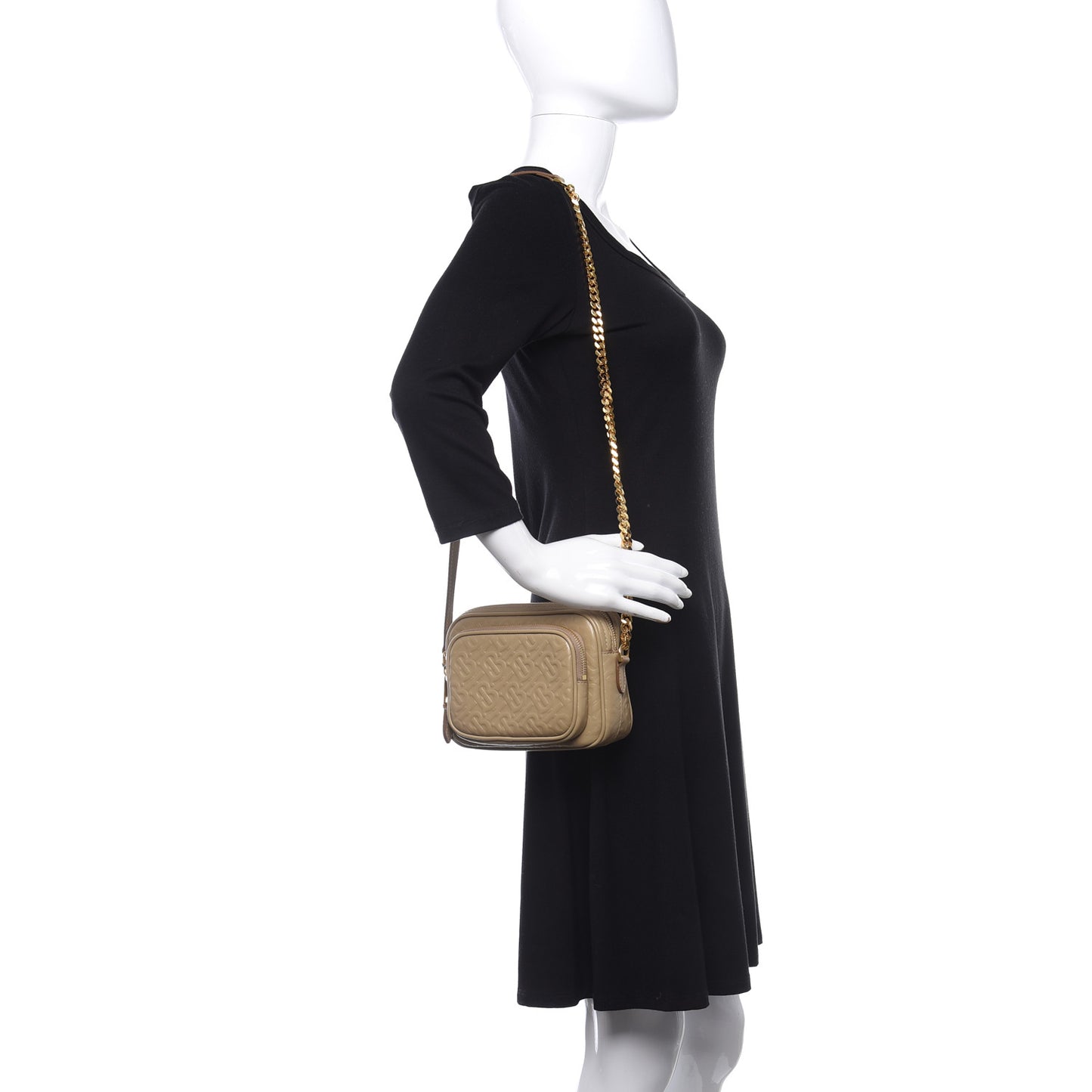 Calfskin Embossed Monogram Camera Chain Bag Honey