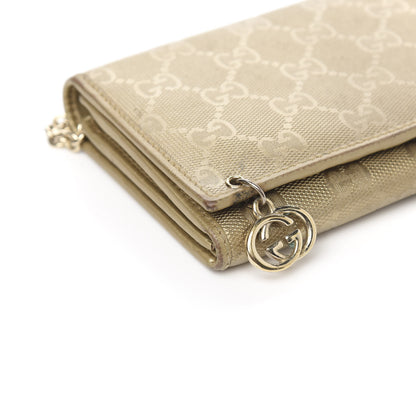 Gucci Imprime Monogram GG Pierce Chain Clutch Wallet Champagne 8 of 10