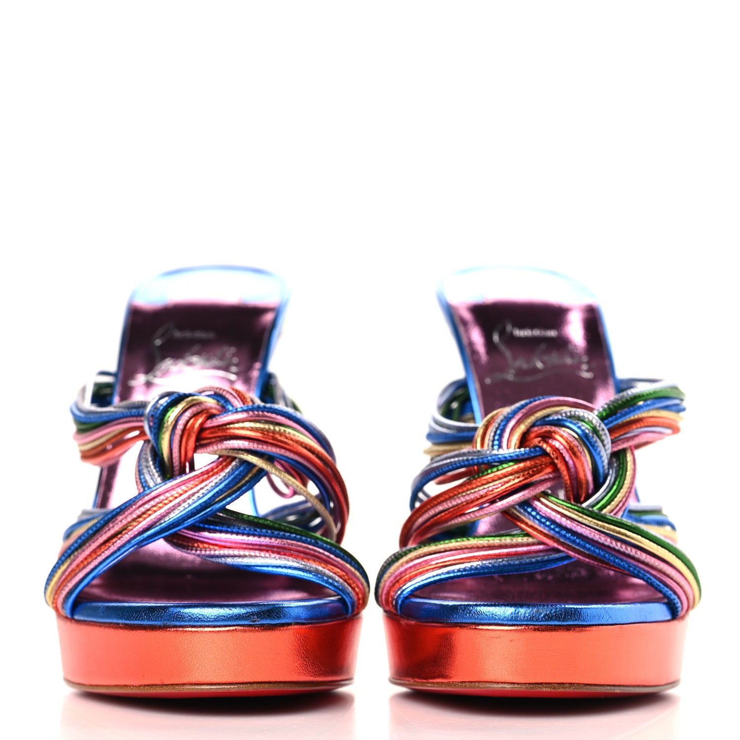 Christian Louboutin Kid Laminato Multitaski Alta 120 Sandals 37 Multi Lin Confettis 2 of 10