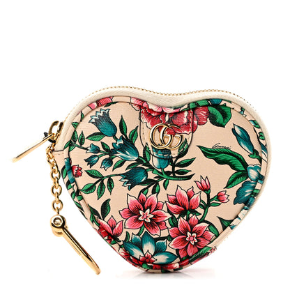 Gucci Calfskin Brit Roses Print Ophidia Heart GG Key Case Multicolor 1 of 7