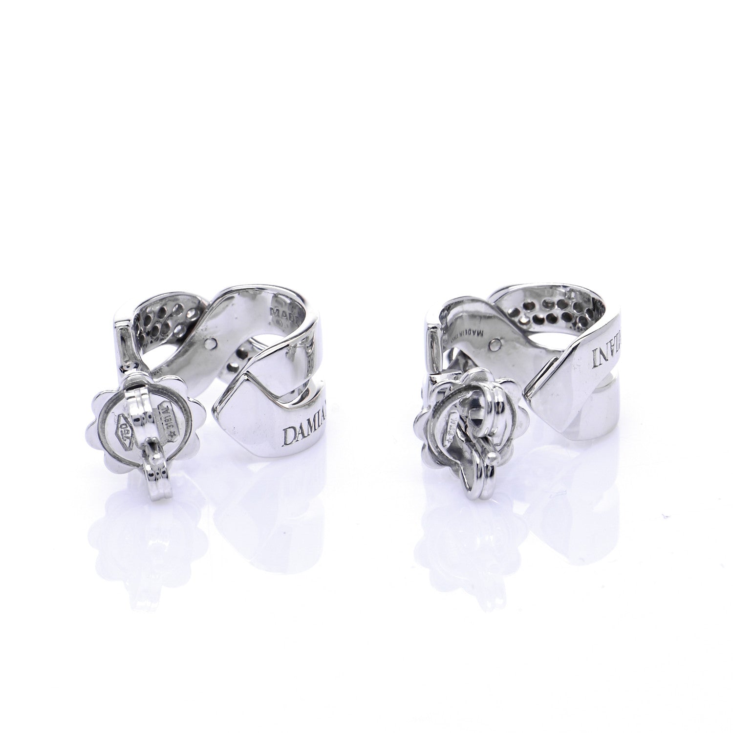 Damiani 18K White Gold Diamond Baci Earrings 4 of 7