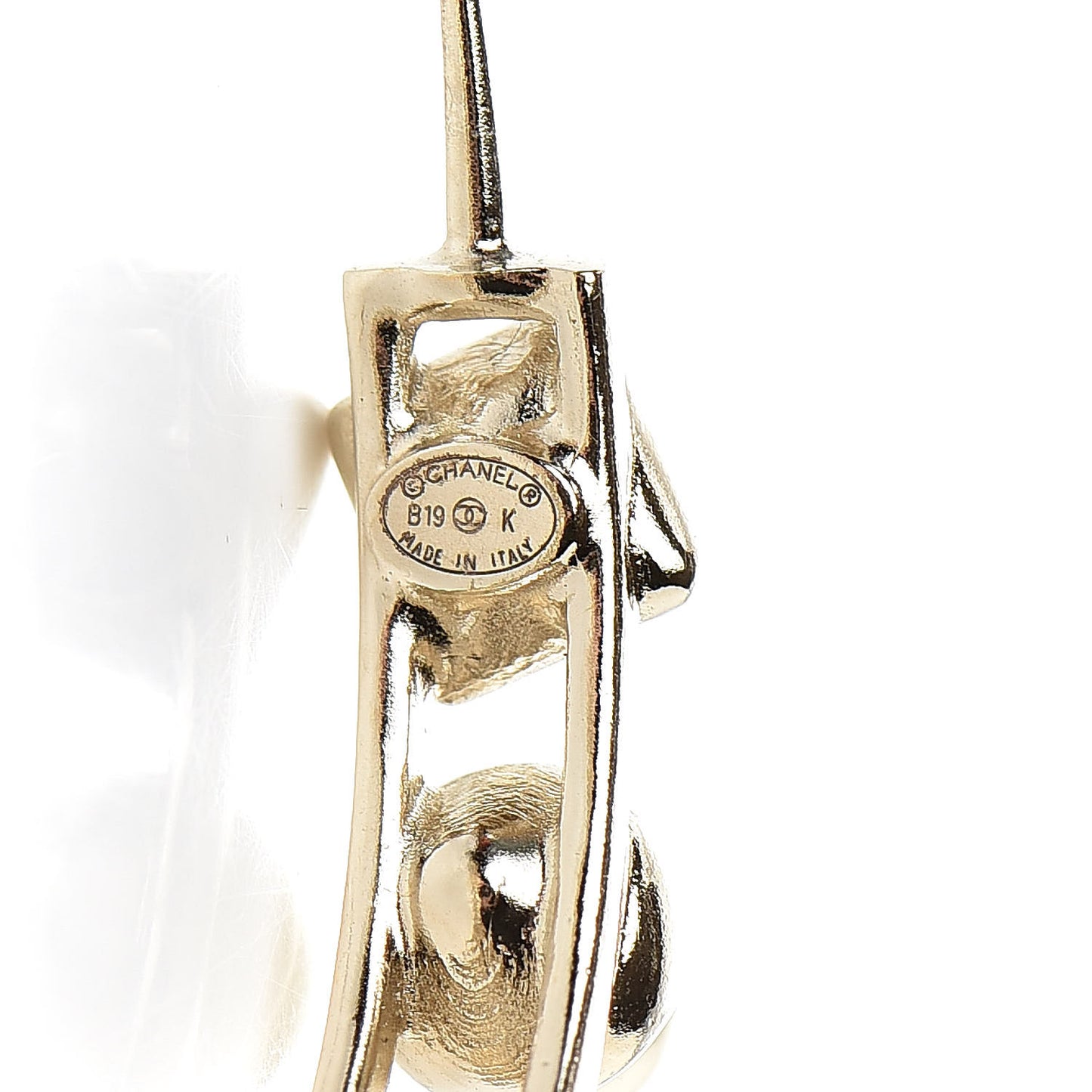 Glass Pearl Strass Snowfall Hoop Earrings Gold