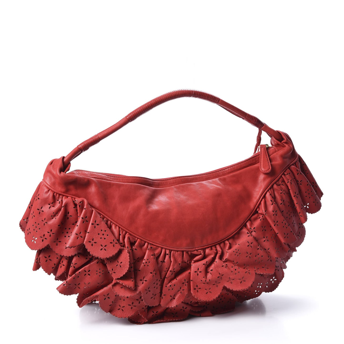 Washed Calfskin Gypsy Ruffles Bag Red