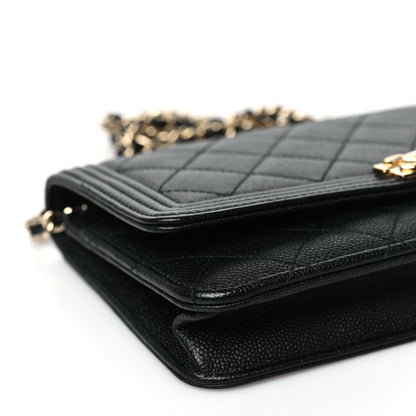 Chanel Caviar Quilted Boy Wallet On Chain WOC Black 10 of 11