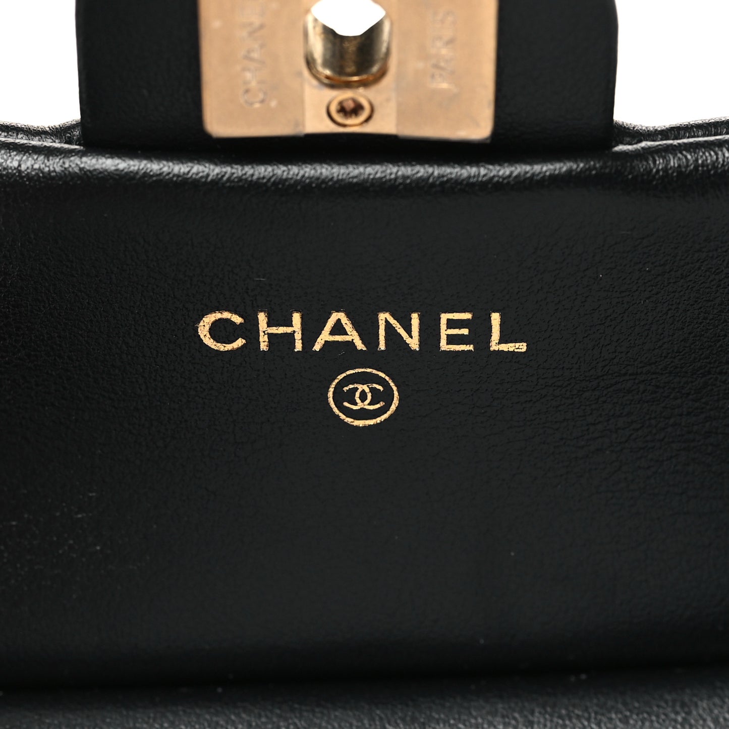 Calfskin Quilted Lady Handle Clutch With Chain Black