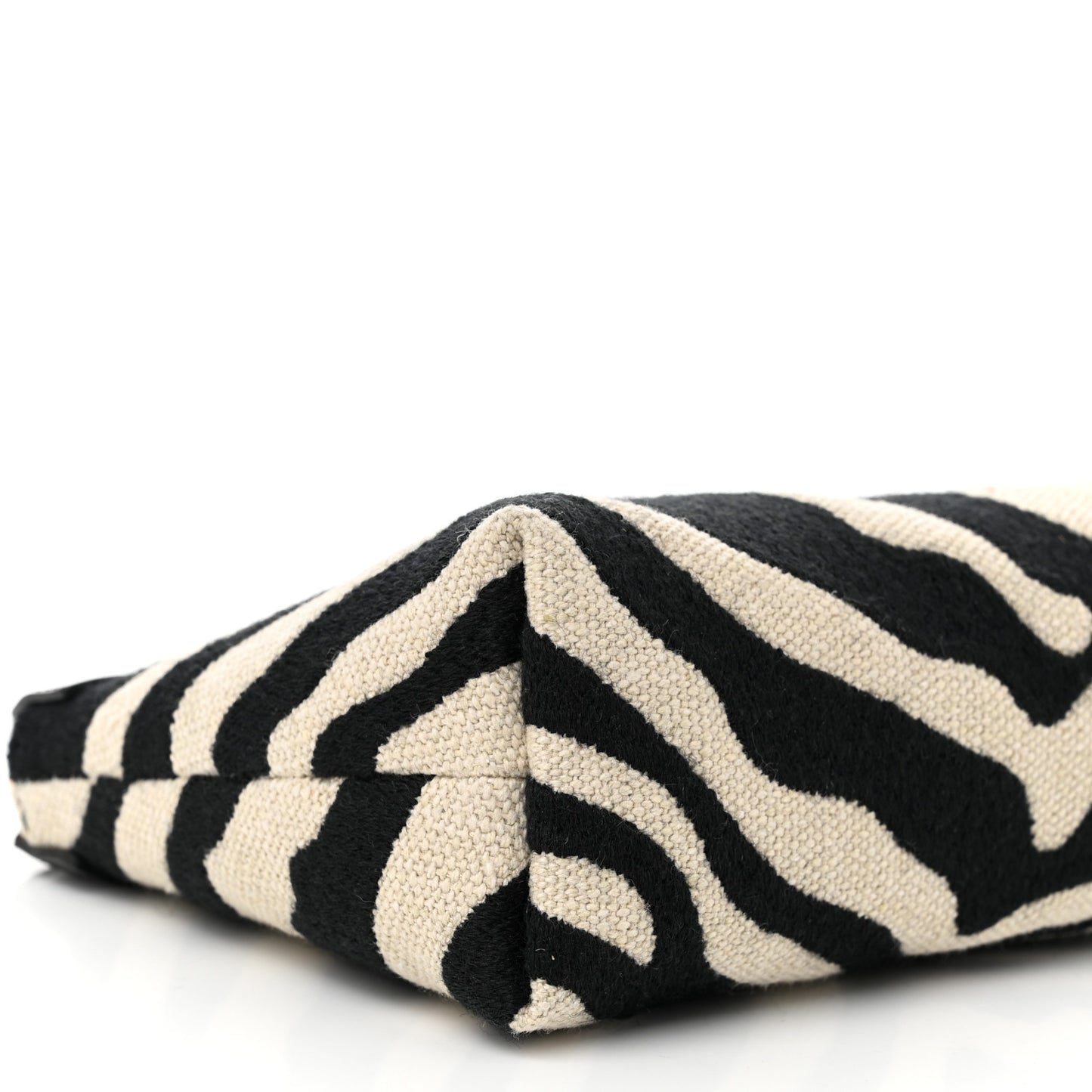Canvas Calfskin Triomphe Zebra Medium Pouch Tan Natural Black
