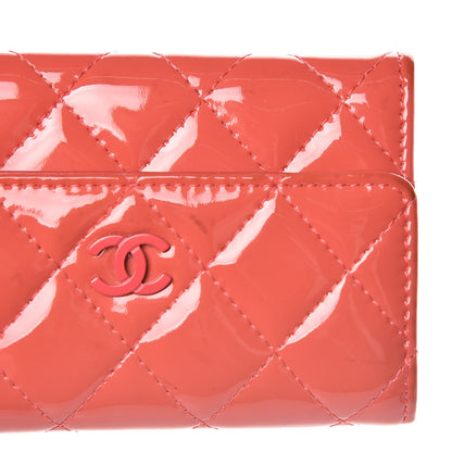 Chanel Patent Quilted Flap Card Holder Dark Pink 11 of 13