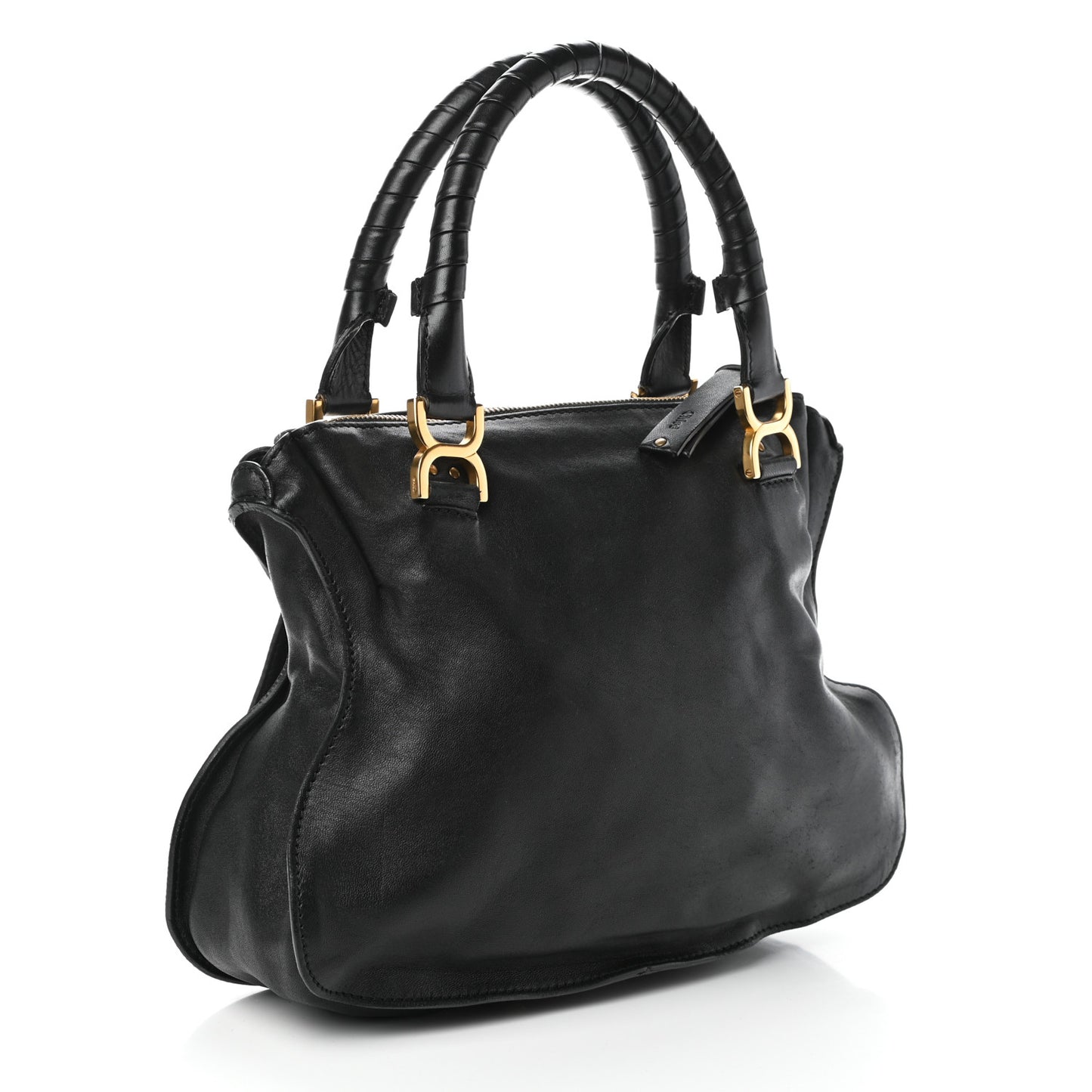 Calfskin Studded Medium Marcie Satchel Black
