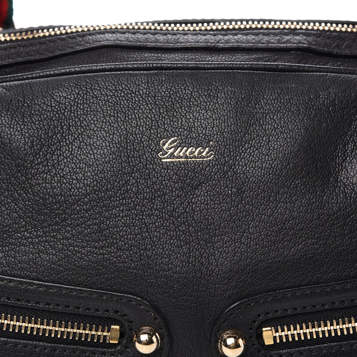 Gucci Pebbled Calfskin Chain Web Shoulder Bag Black 11 of 11