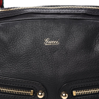 Gucci Pebbled Calfskin Chain Web Shoulder Bag Black 11 of 11