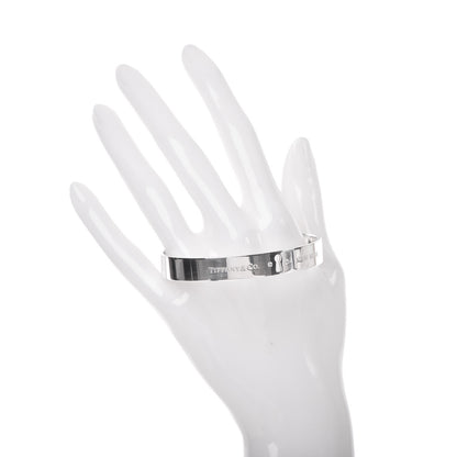 Tiffany Sterling Silver Diamond Narrow Locks Bangle Bracelet 2 of 7