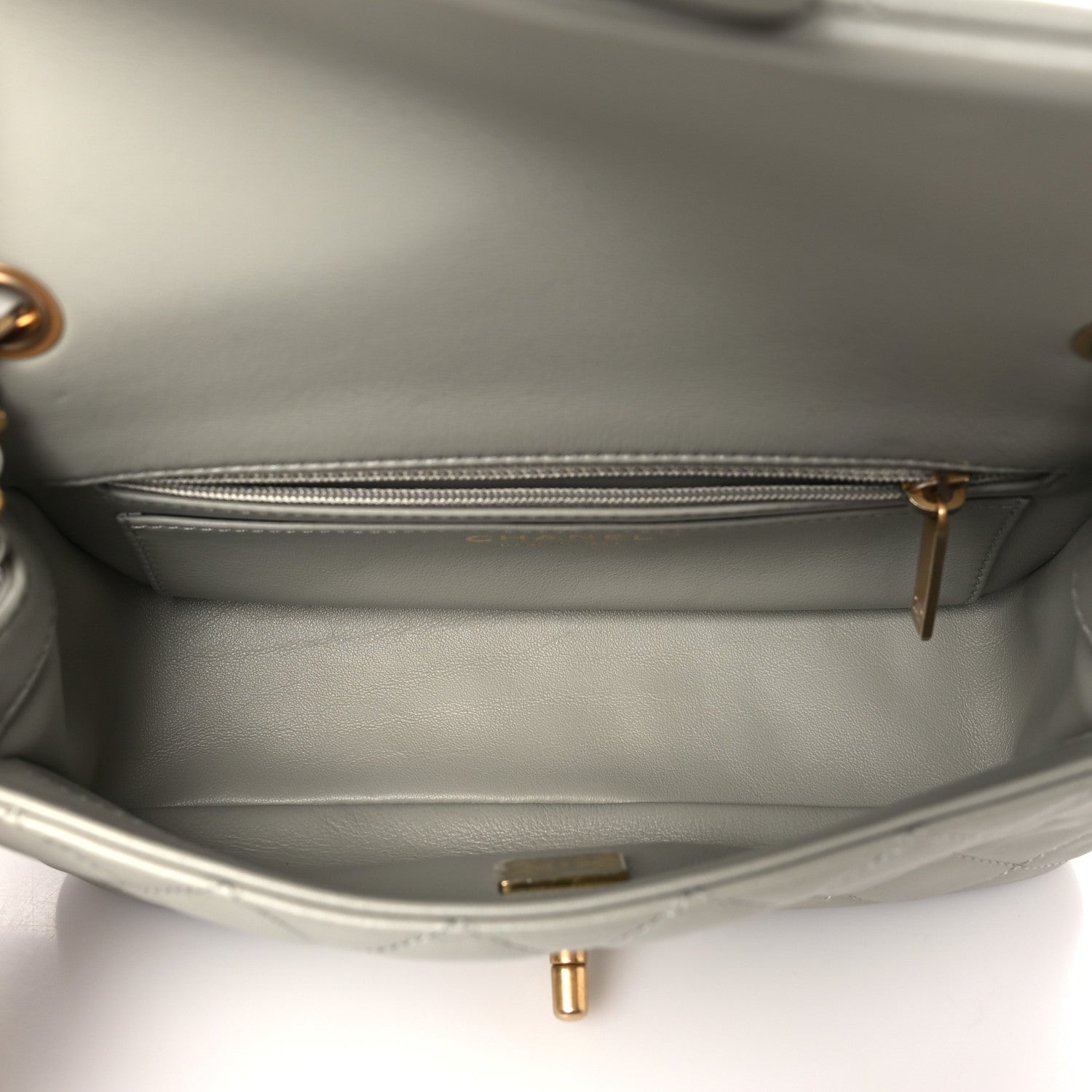 Chanel Lambskin Quilted Mini Rectangular Pearl Crush Flap Grey