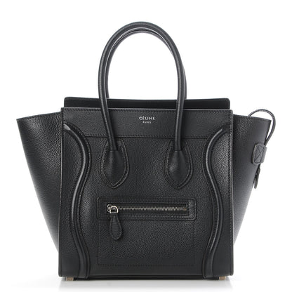 Celine Drummed Calfskin Micro Luggage Black 1 of 7