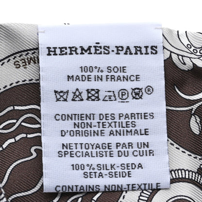 Hermes Silk Festival Des Amazones Bandana Fringed Twilly Craie Brun 3 of 4