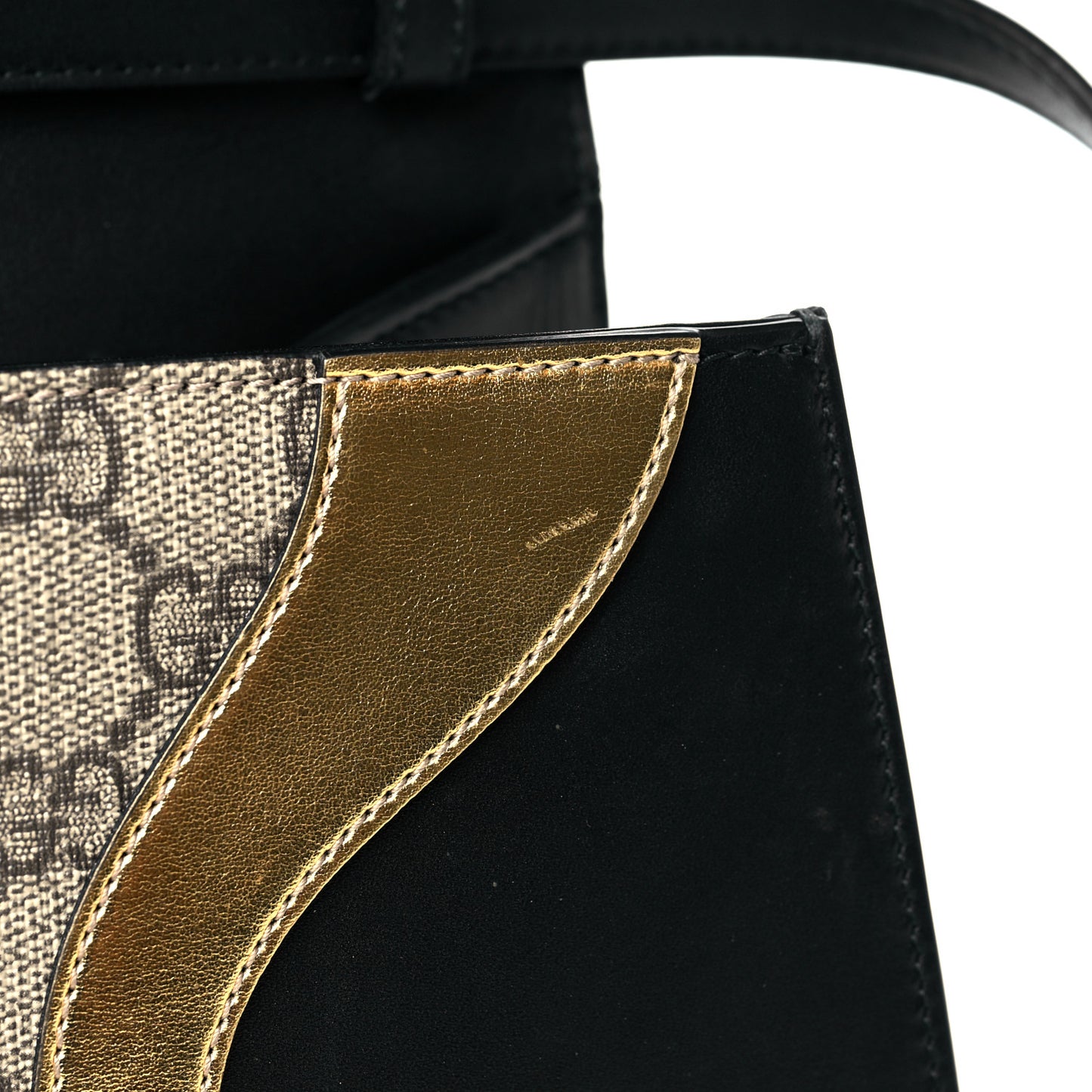 GG Supreme Monogram Small Osiride Top Handle Bag Black Gold