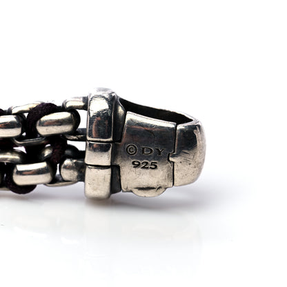 David Yurman Sterling Silver Woven Box Chain Bracelet Red 6 of 7